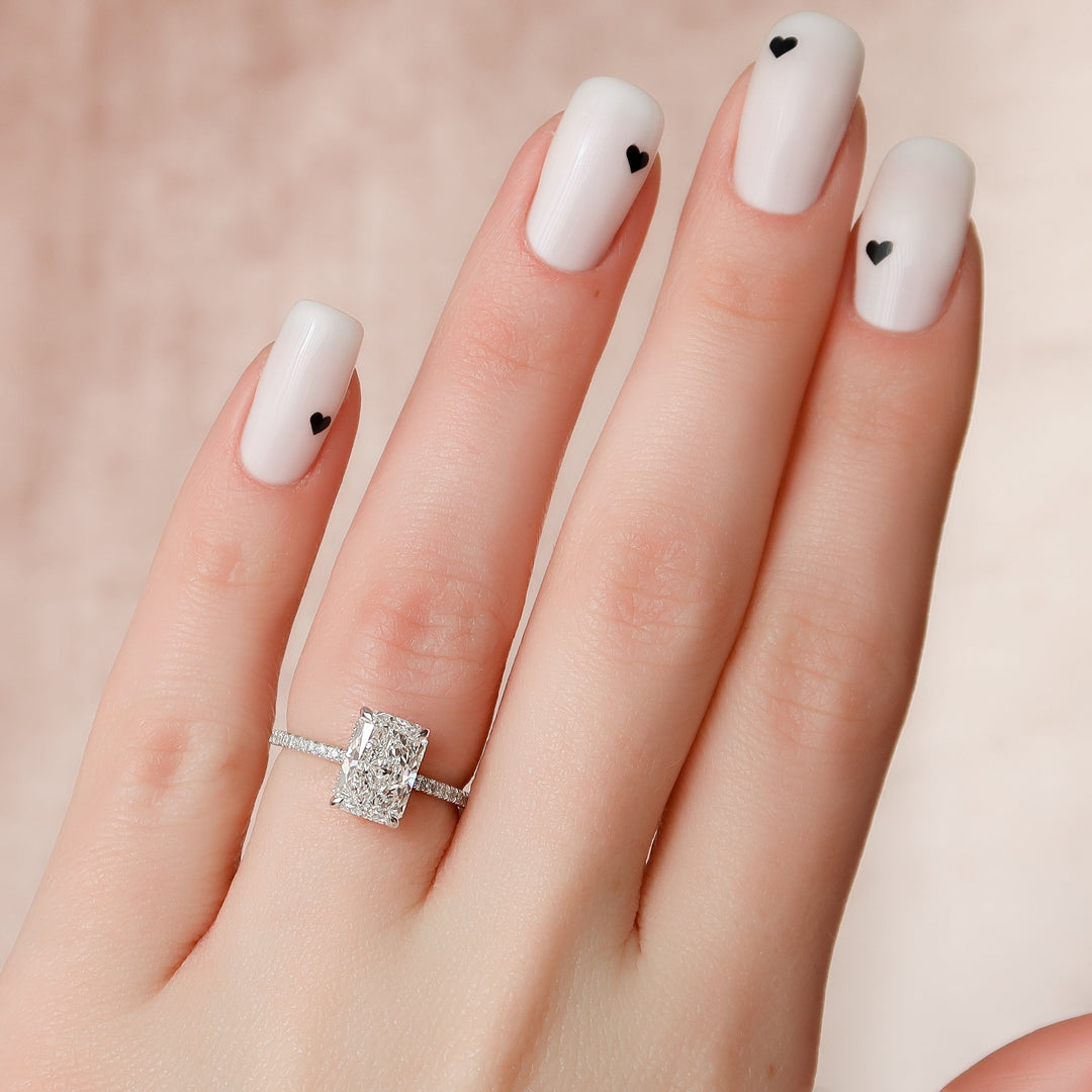 The Pave April Radiant Lab Diamond Moissanite Engagement Ring