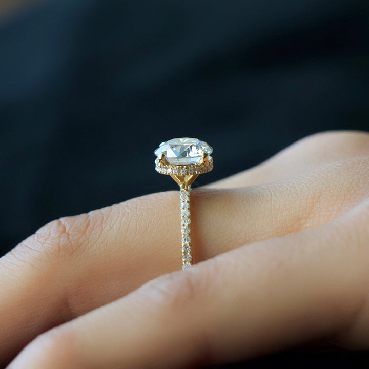 The Pave April Round Lab Diamond Moissanite Engagement Ring *Shown with 2 ct #material_gold