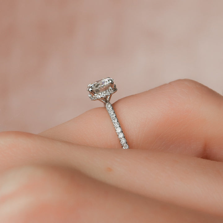 The Pave April Round Lab Diamond Moissanite Engagement Ring *Shown with 1 ct #material_white