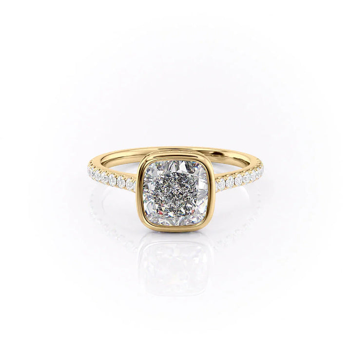 The Pave Christine Set With Cushion Pave Lab Diamond 1 Carat 14K Gold#material_gold