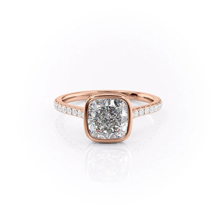 The Pave Christine Set With Cushion Pave Lab Diamond 1 Carat 14K Rose#material_rose