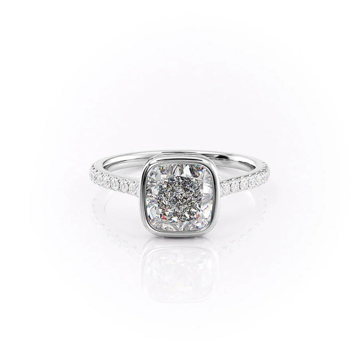 The Pave Christine Set With Cushion Pave Lab Diamond 1 Carat 14K White#material_white