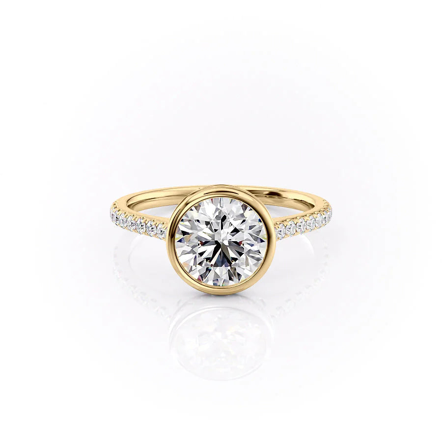 The Pave Christine Set With Round Pave Lab Diamond 1 Carat 14K Gold#material_gold