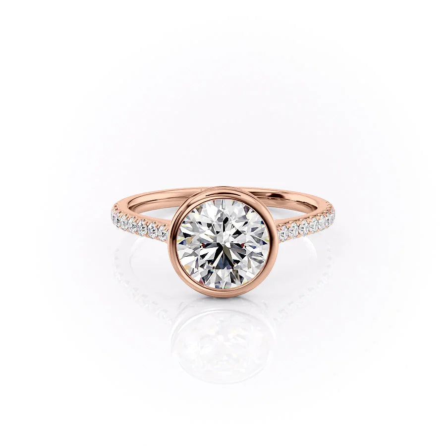 The Pave Christine Set With Round Pave Lab Diamond 1 Carat 14K Rose#material_rose