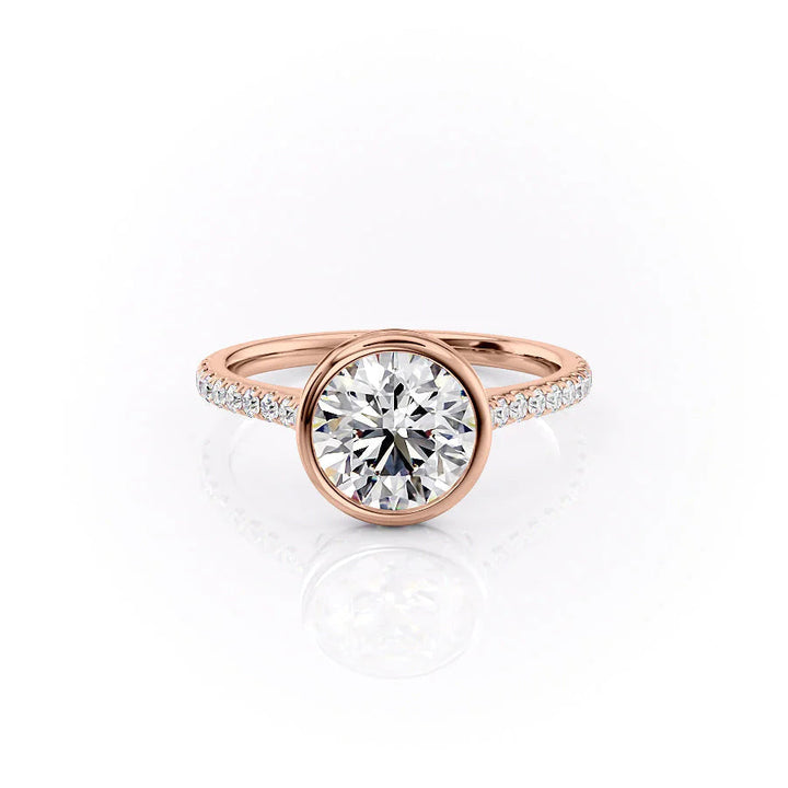 The Pave Christine Set With Round Pave Lab Diamond 1 Carat 14K Rose#material_rose