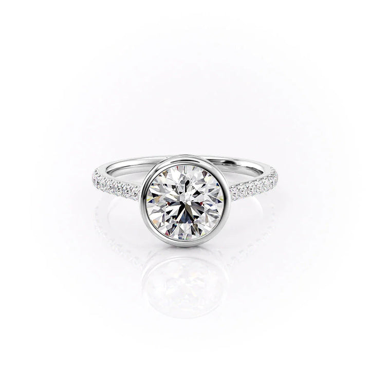 The Pave Christine Set With Round Pave Lab Diamond 1 Carat 14K White#material_white