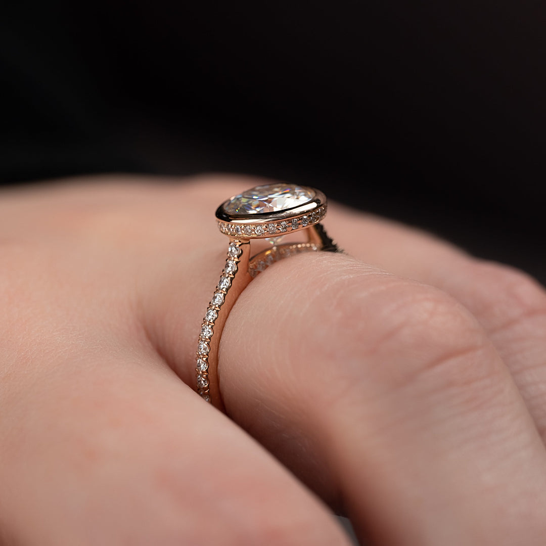 The Pave Christine Round Lab Diamond Moissanite Engagement Ring