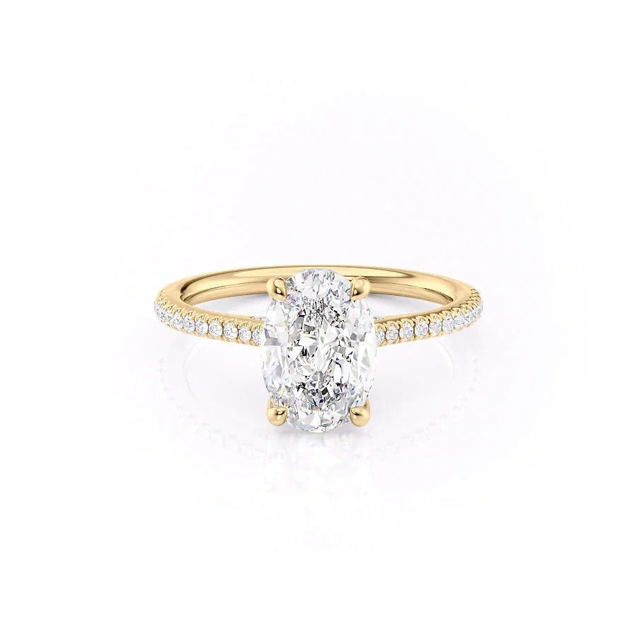 The Pave Clara Set With Oval Pave Lab Diamond 1 Carat 14K Gold#material_gold