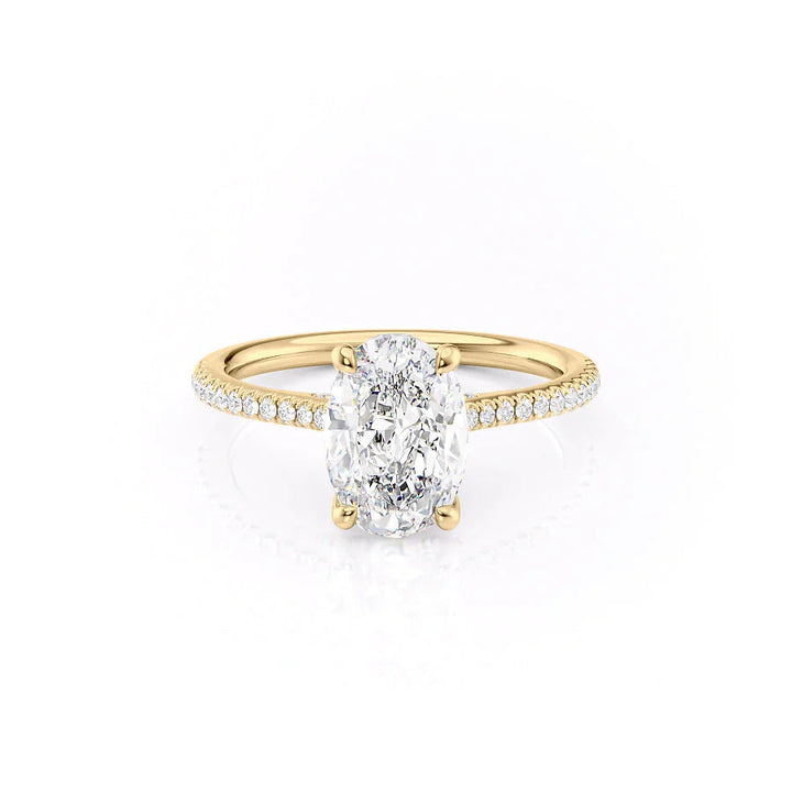 The Pave Clara Set With Oval Pave Lab Diamond 1 Carat 14K Gold#material_gold