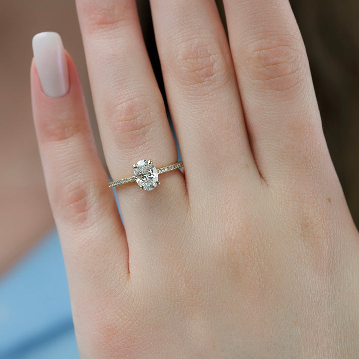 The Pave Clara Set With Oval Pave Lab Diamond 2 Carat 14K Gold#material_gold