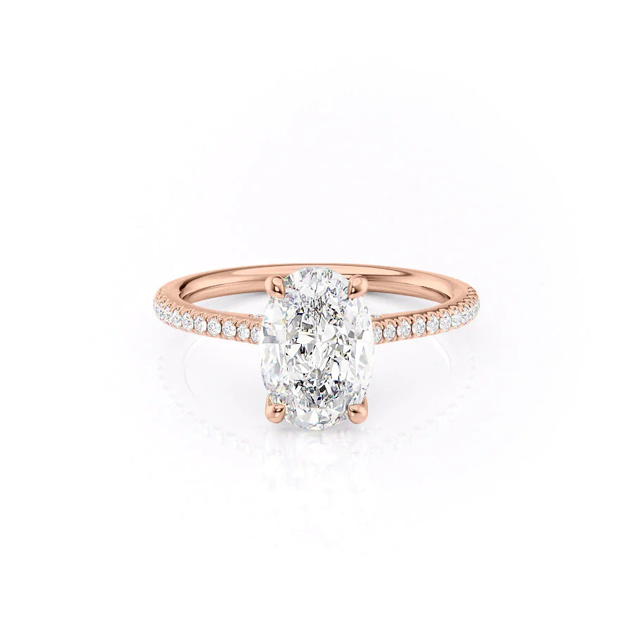 The Pave Clara Set With Oval Pave Lab Diamond 1 Carat 14K Rose#material_rose