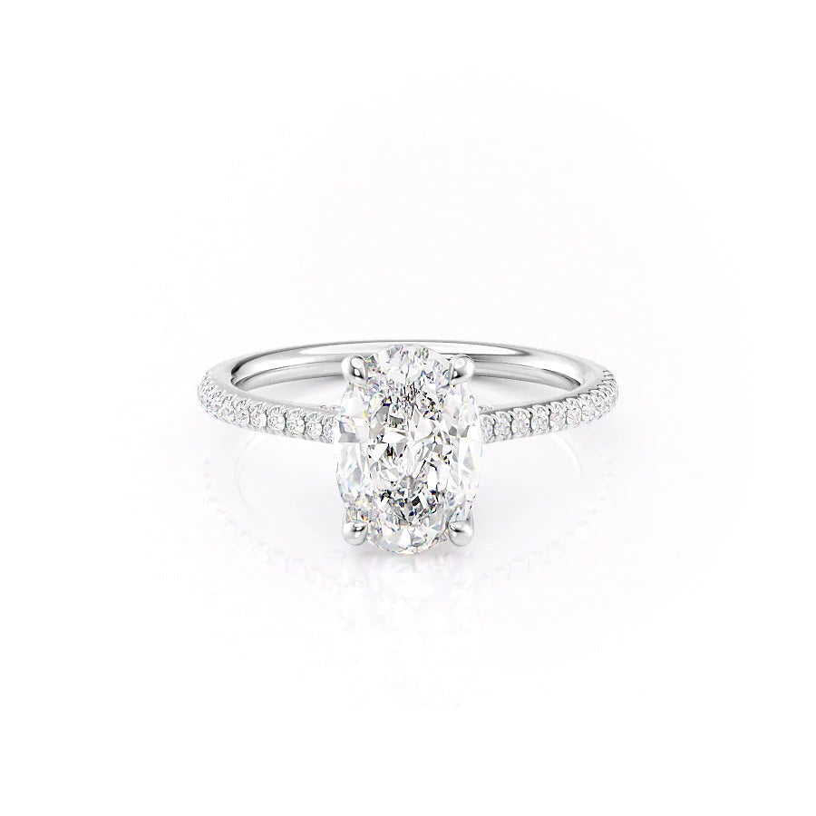 The Pave Clara Set With Oval Pave Lab Diamond 1 Carat 14K White#material_white