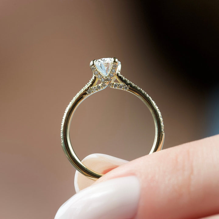 The Pave Clara Oval Lab Diamond Moissanite Engagement Ring *Shown with 1 ct #material_gold