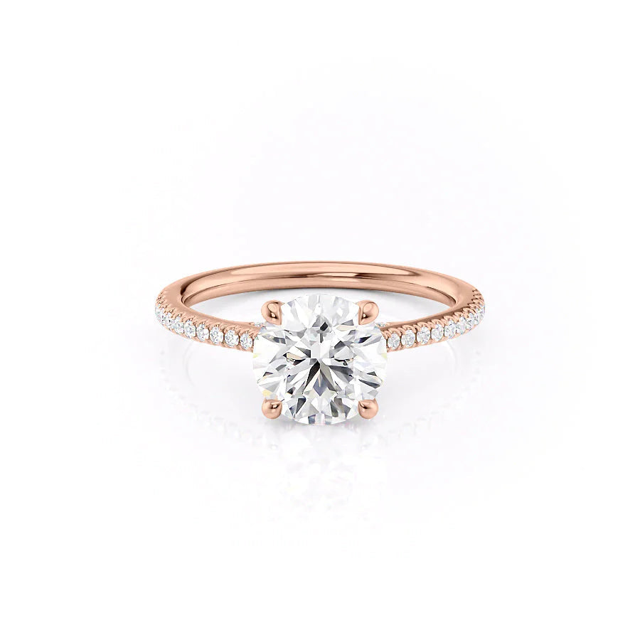 The Pave Clara Set With Round Pave Lab Diamond 1 Carat 14K Rose#material_rose