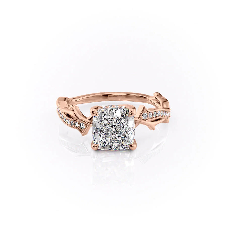 The Pave Coco Set With Cushion Pave Lab Diamond 1 Carat 14K Rose#material_rose