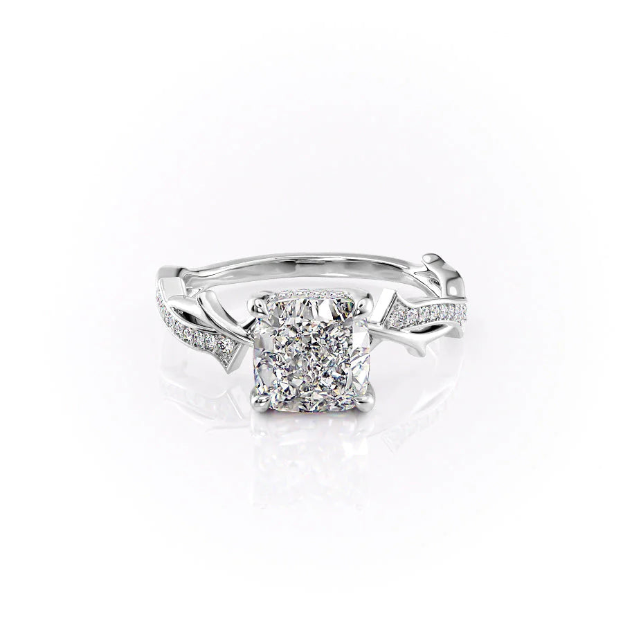 The Pave Coco Set With Cushion Pave Lab Diamond 1 Carat 14K White#material_white