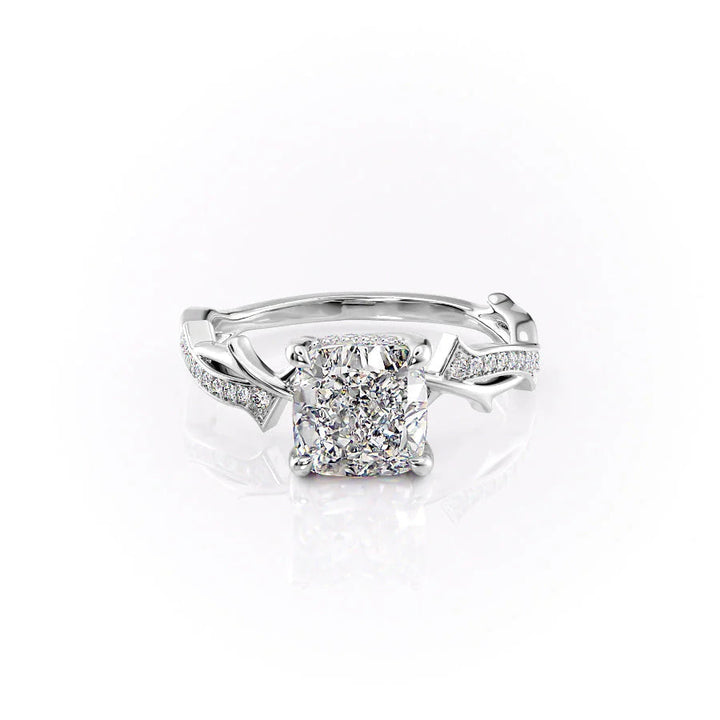 The Pave Coco Set With Cushion Pave Lab Diamond 1 Carat 14K White#material_white