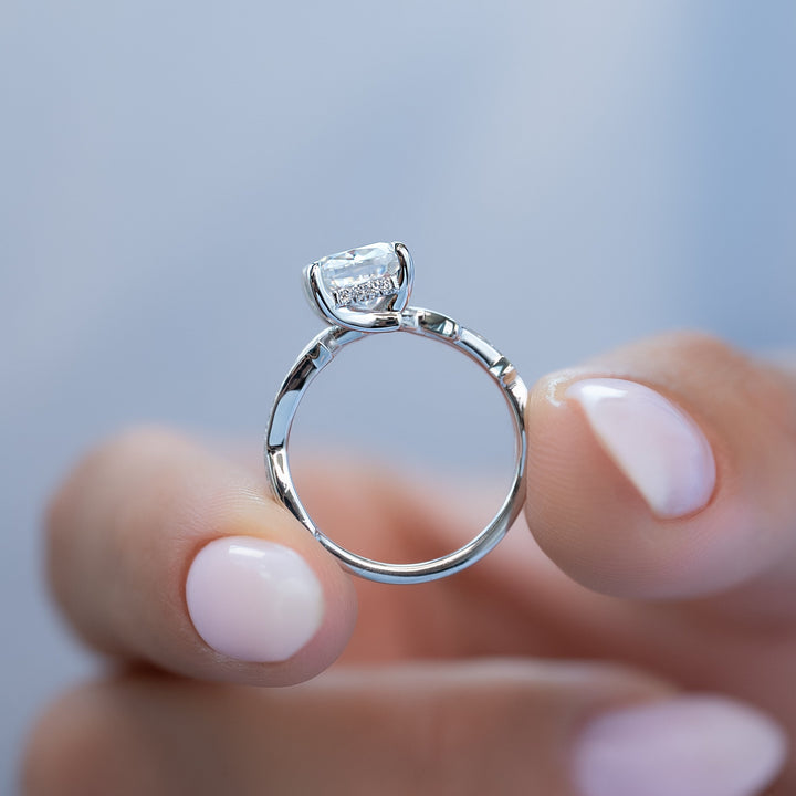 The Pave Coco Cushion Lab Diamond Moissanite Engagement Ring *Shown with 2 ct #material_white