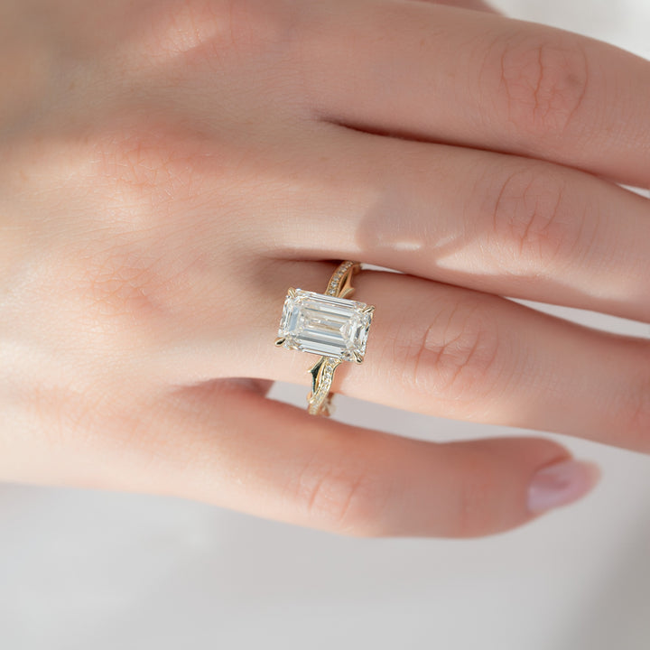 The Pave Coco Emerald Lab Diamond Moissanite Engagement Ring *Shown with 4 ct #material_gold