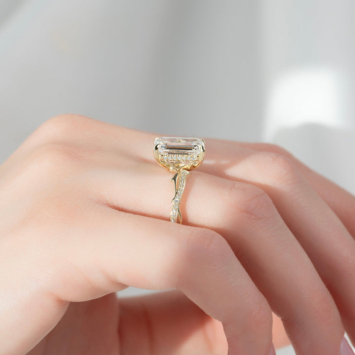 The Pave Coco Emerald Lab Diamond Moissanite Engagement Ring *Shown with 4 ct #material_gold