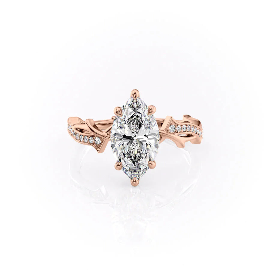 The Pave Coco Set With Marquise Pave Lab Diamond 1 Carat 14K Rose#material_rose