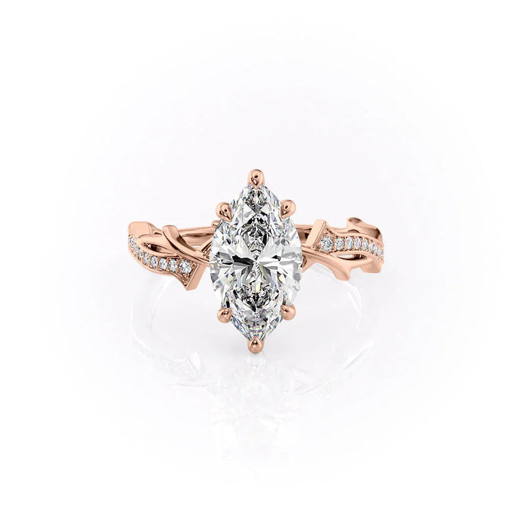 The Pave Coco Set With Marquise Pave Lab Diamond 1 Carat 14K Rose#material_rose