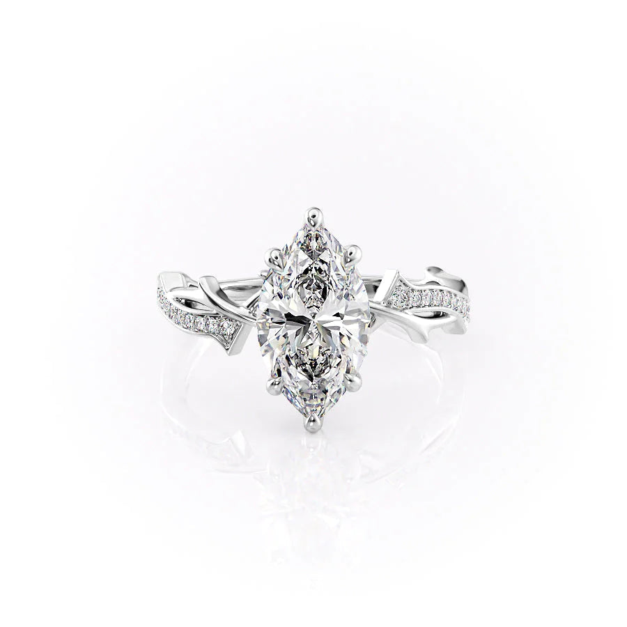 The Pave Coco Set With Marquise Pave Lab Diamond 1 Carat 14K White#material_white