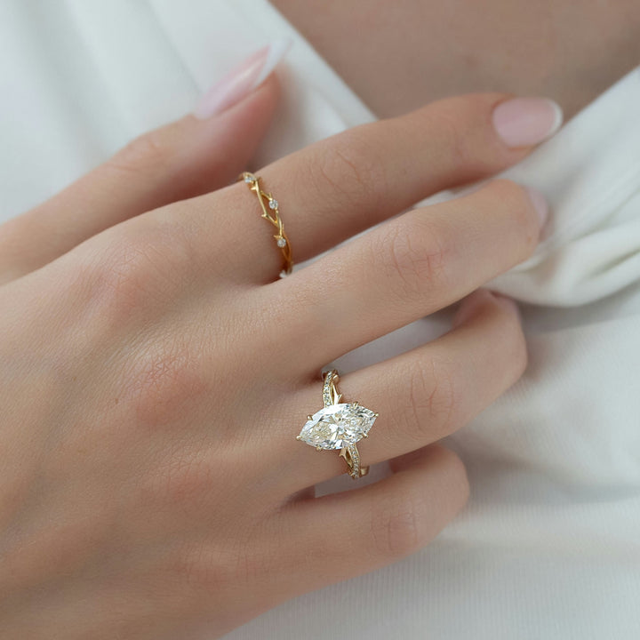 The Pave Coco Marquise Lab Diamond Moissanite Engagement Ring *Shown with 2.5 ct #material_gold