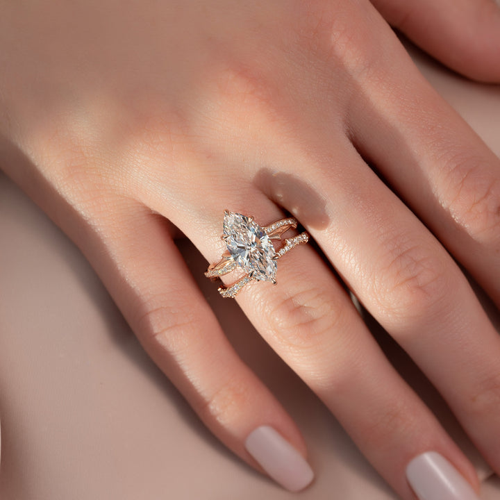 The Pave Coco Marquise Lab Diamond Moissanite Engagement Ring *Shown with 3 ct #material_rose