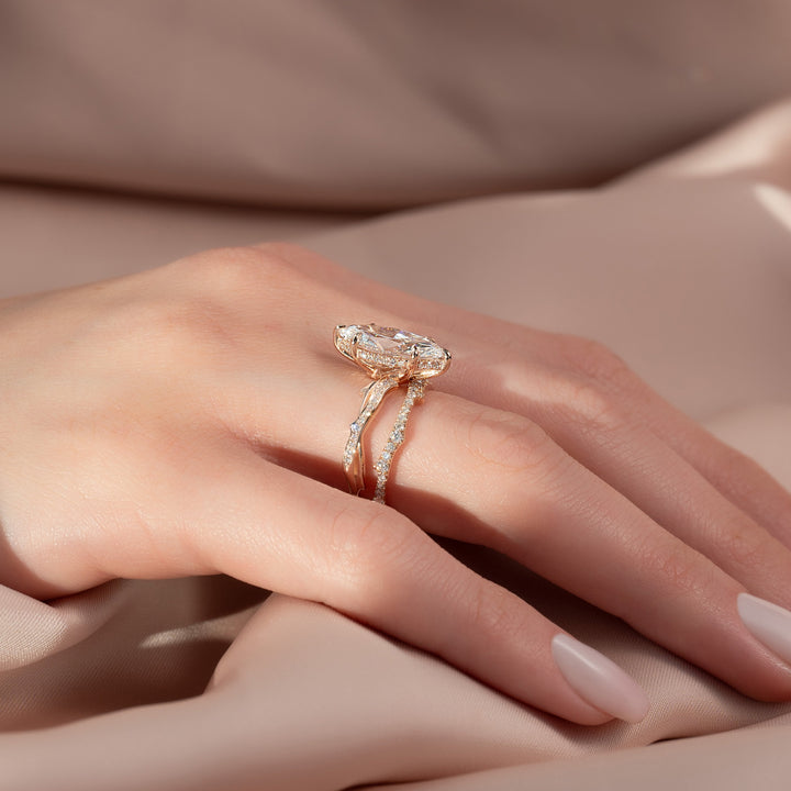 The Pave Coco Marquise Lab Diamond Moissanite Engagement Ring *Shown with 3 ct #material_rose