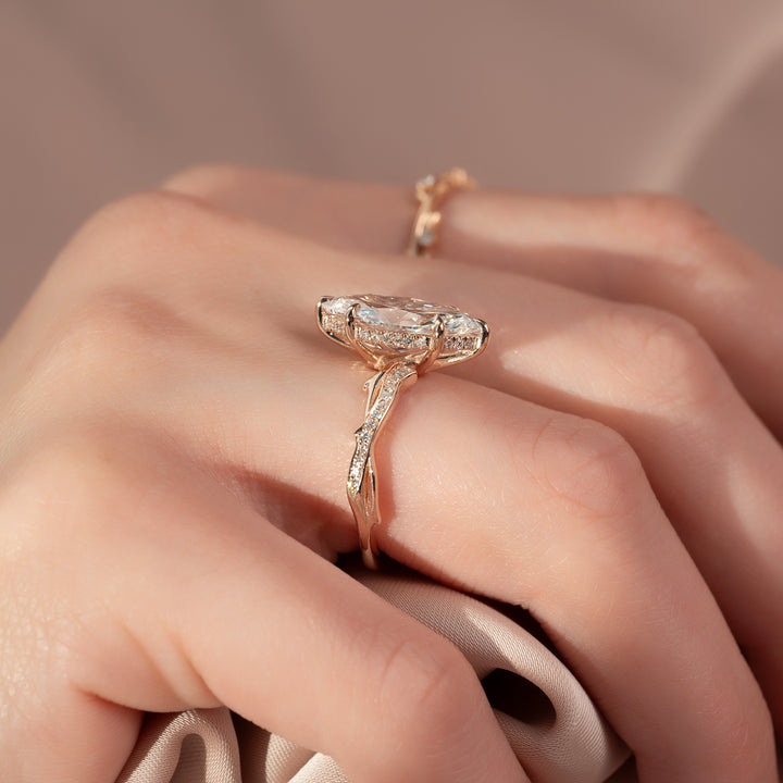 The Pave Coco Marquise Lab Diamond Moissanite Engagement Ring *Shown with 3 ct #material_rose