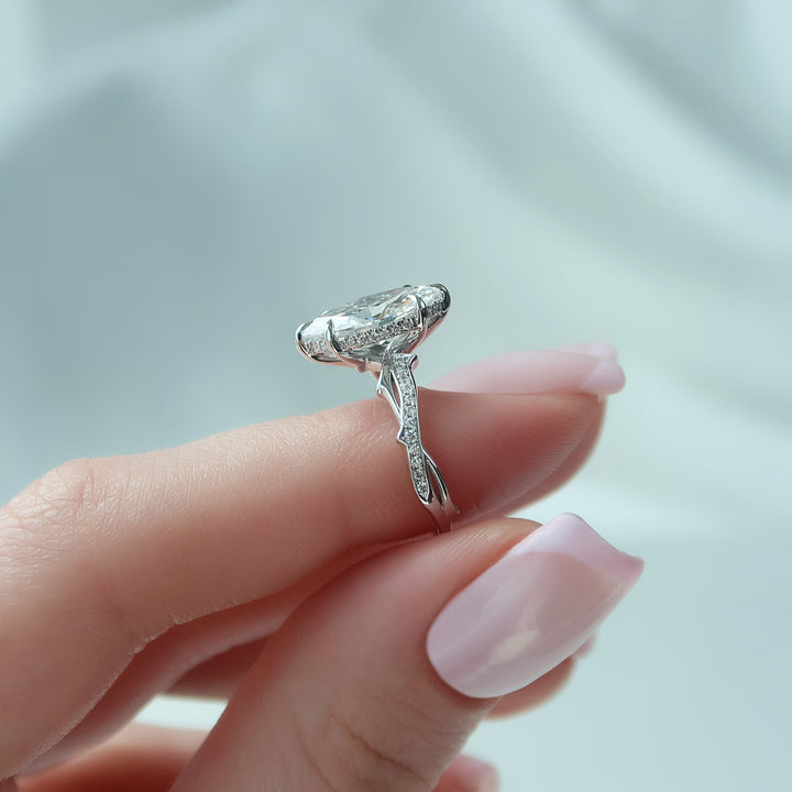 The Pave Coco Marquise Lab Diamond Moissanite Engagement Ring *Shown with 2 ct #material_white