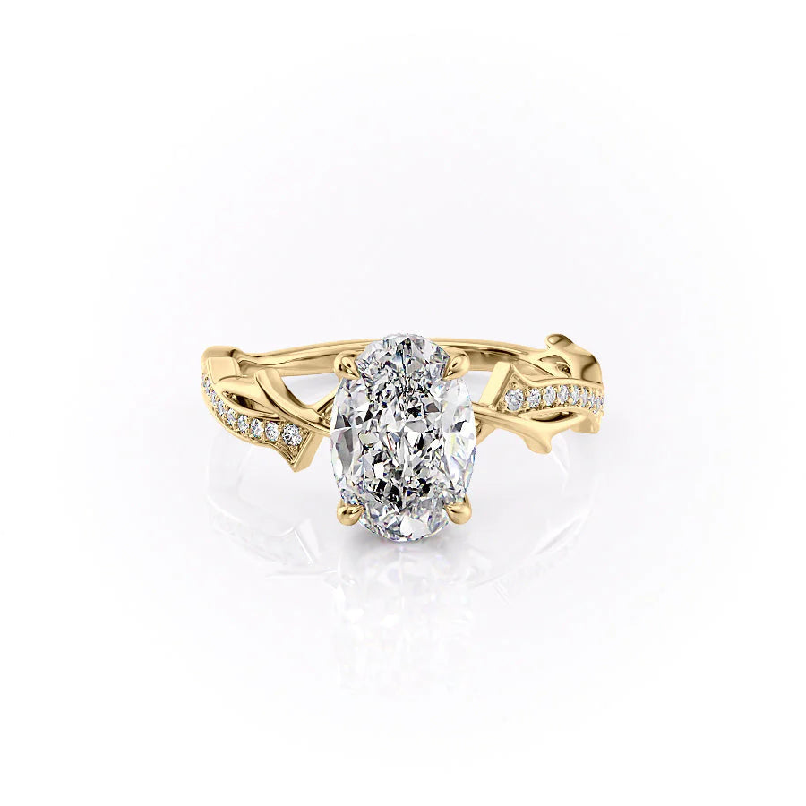 The Pave Coco Set With Oval Pave Lab Diamond 1 Carat 14K Gold#material_gold
