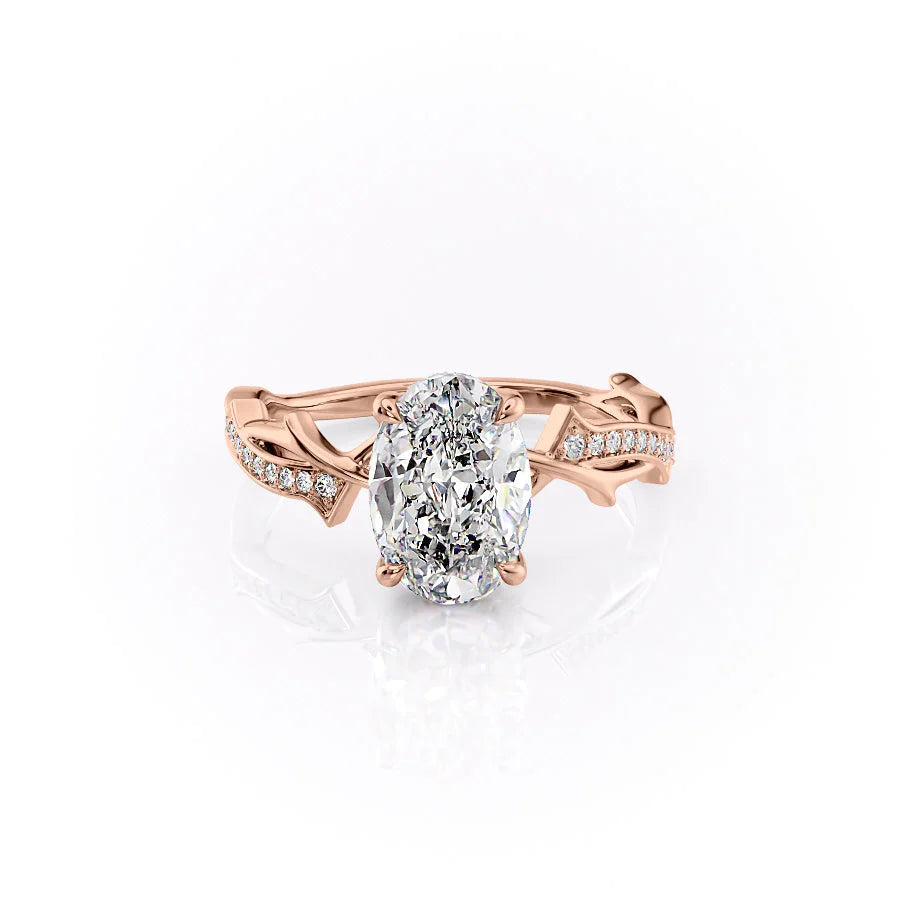 The Pave Coco Set With Oval Pave Lab Diamond 1 Carat 14K Rose#material_rose