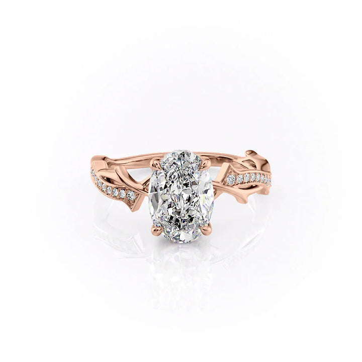 The Pave Coco Set With Oval Pave Lab Diamond 1 Carat 14K Rose#material_rose