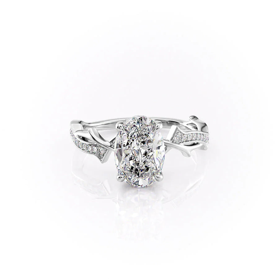 The Pave Coco Set With Oval Pave Lab Diamond 1 Carat 14K White#material_white