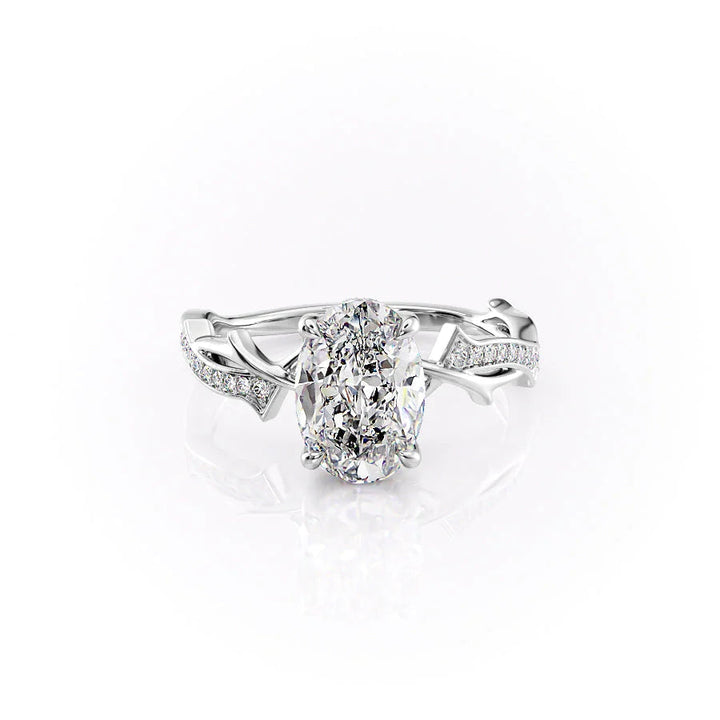 The Pave Coco Set With Oval Pave Lab Diamond 1 Carat 14K White#material_white