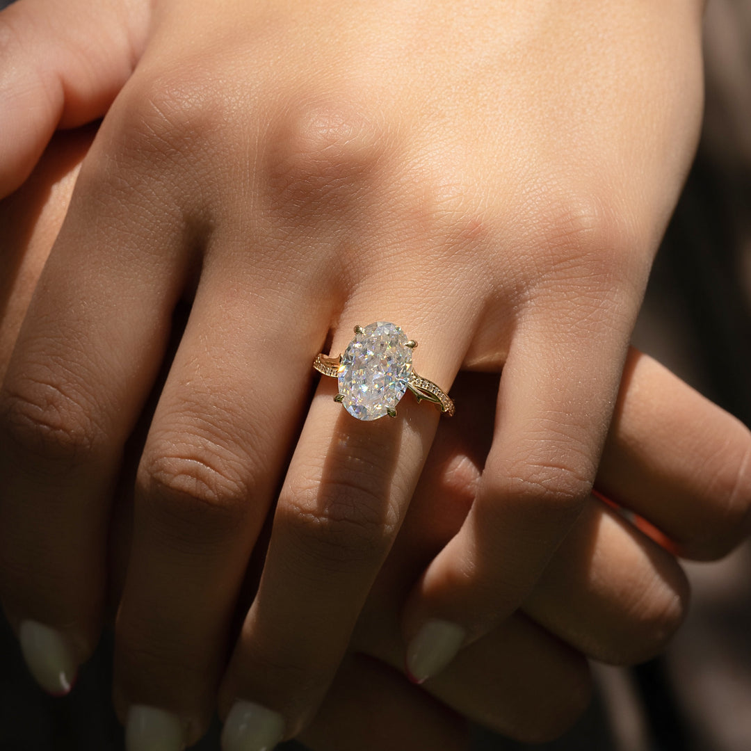 The Pave Coco Oval Lab Diamond Moissanite Engagement Ring