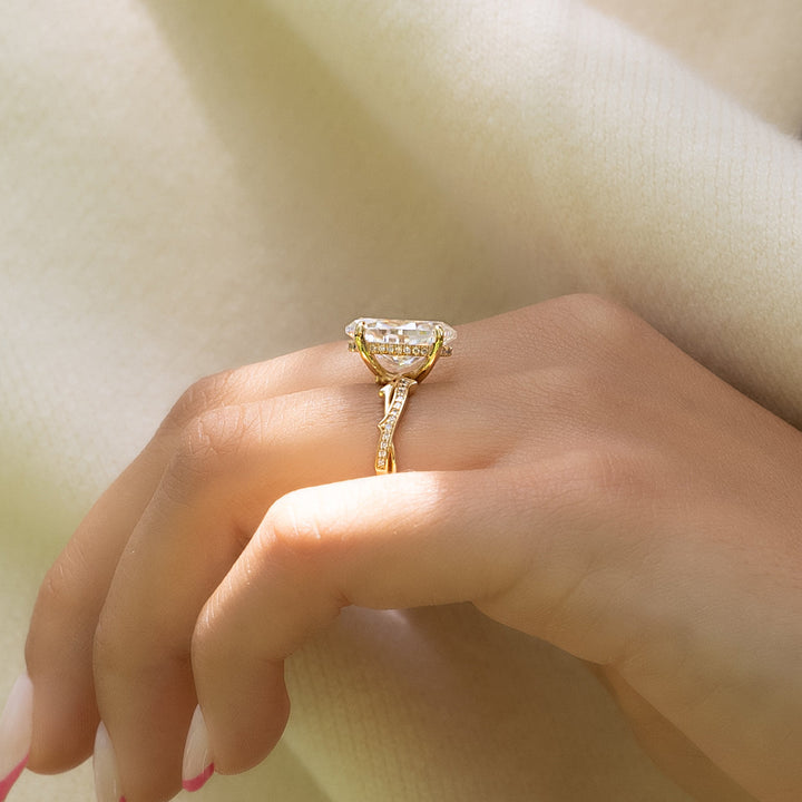 The Pave Coco Oval Lab Diamond Moissanite Engagement Ring *Shown with 5 ct #material_gold