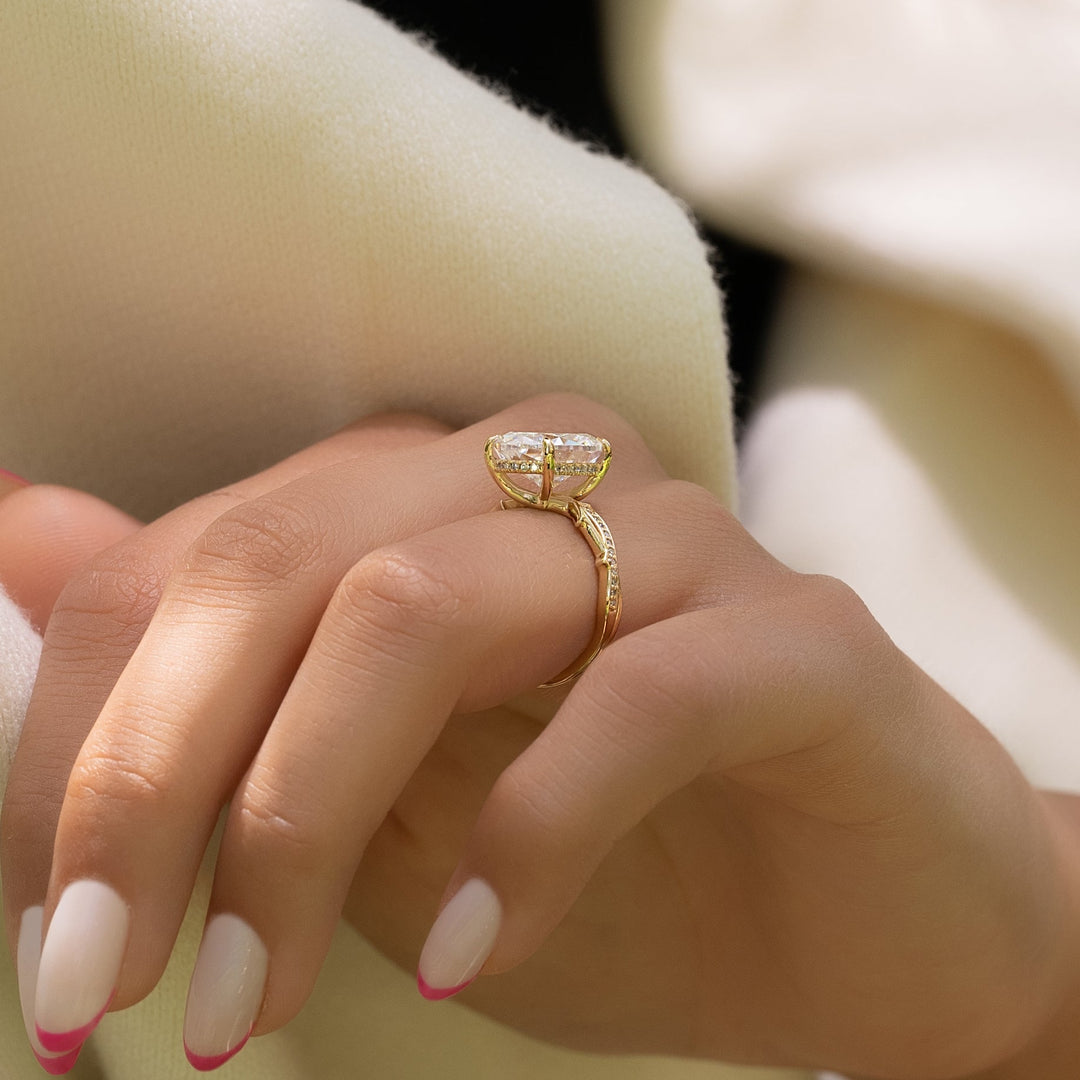 The Pave Coco Oval Lab Diamond Moissanite Engagement Ring