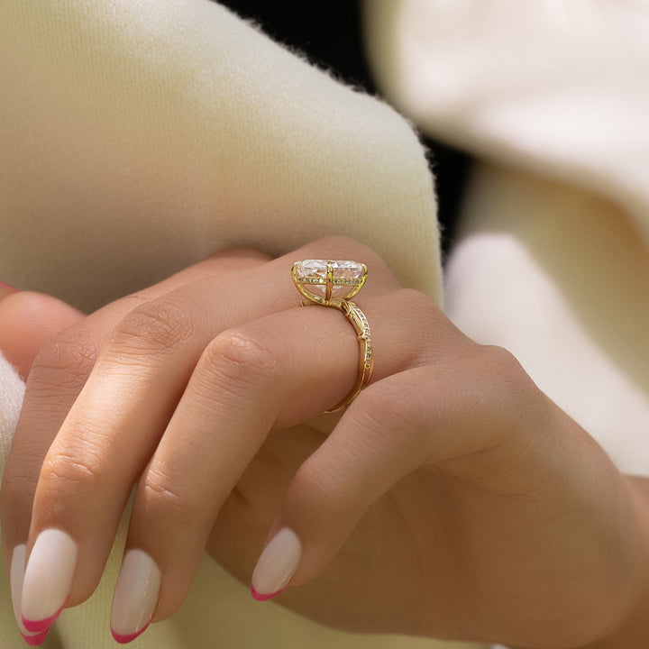 The Pave Coco Oval Lab Diamond Moissanite Engagement Ring *Shown with 5 ct #material_gold