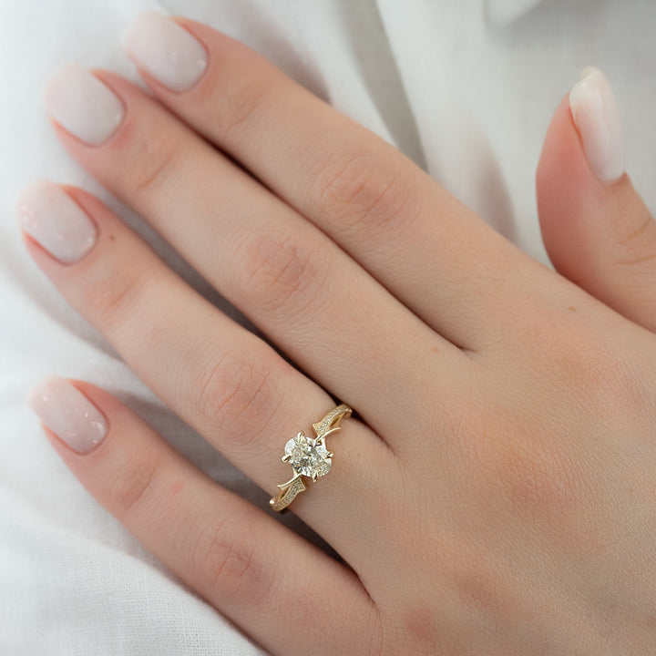 The Pave Coco Oval Lab Diamond Moissanite Engagement Ring *Shown with 1 ct #material_gold