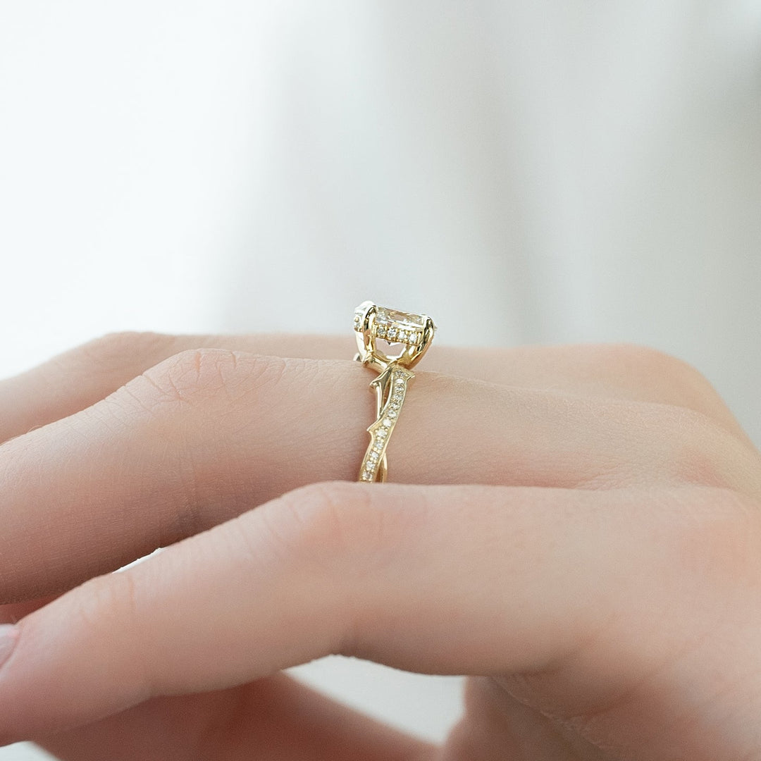 The Pave Coco Oval Lab Diamond Moissanite Engagement Ring