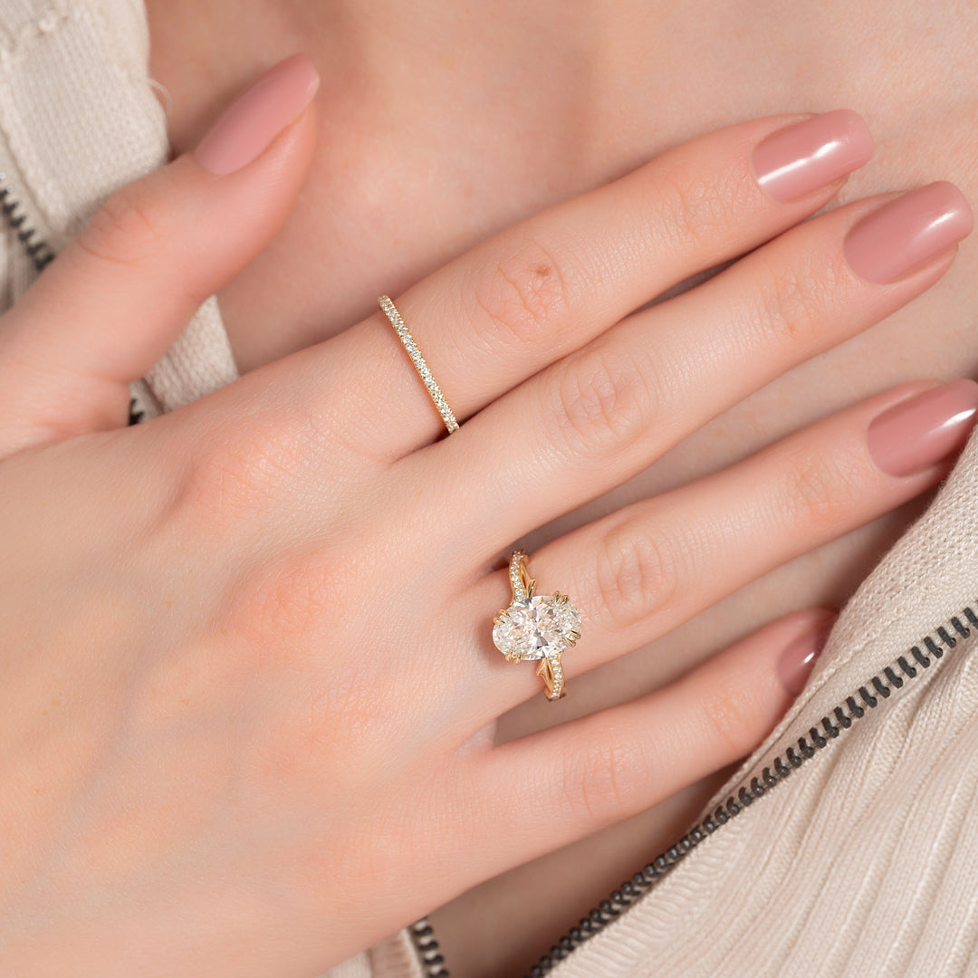 The Pave Coco Oval Lab Diamond Moissanite Engagement Ring