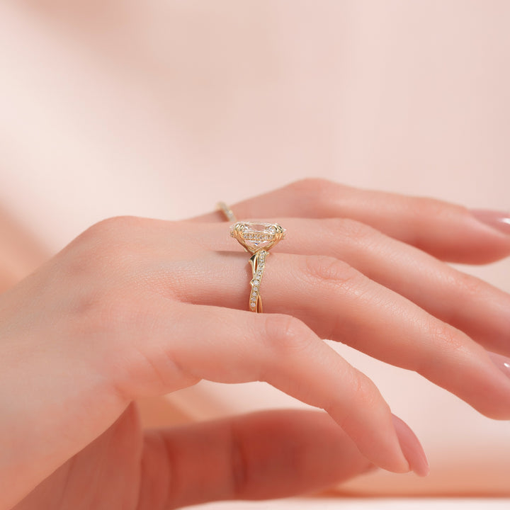 The Pave Coco Oval Lab Diamond Moissanite Engagement Ring *Shown with 2.5 ct #material_gold