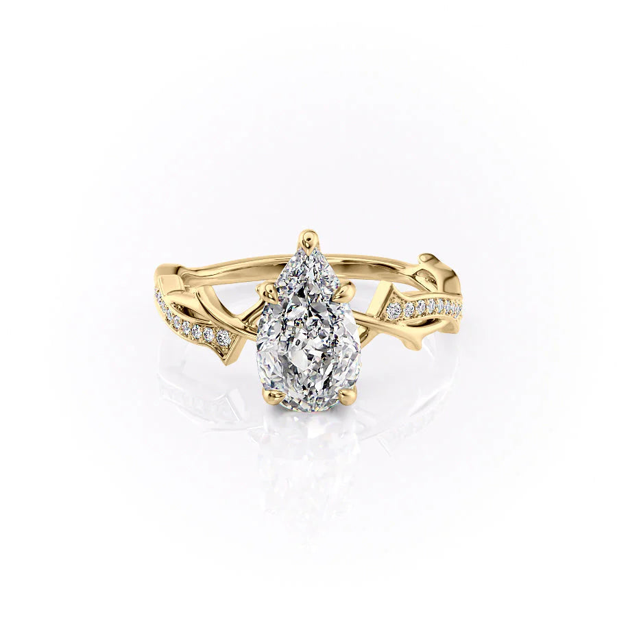 The Pave Coco Set With Pear Pave Lab Diamond 1 Carat 14K Gold#material_gold