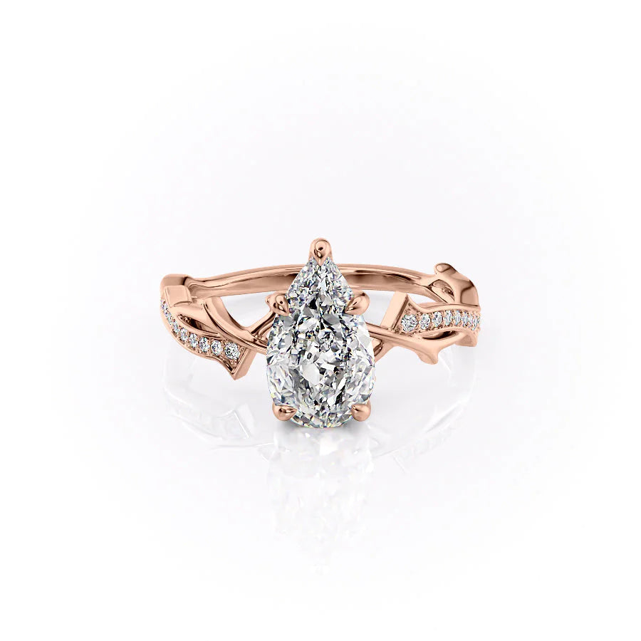 The Pave Coco Set With Pear Pave Lab Diamond 1 Carat 14K Rose#material_rose
