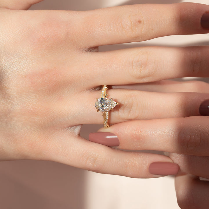 The Pave Coco Pear Lab Diamond Moissanite Engagement Ring *Shown with 1.5 ct #material_gold