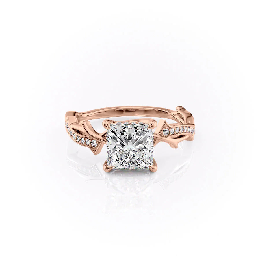 The Pave Coco Set With Princess Pave Lab Diamond 1 Carat 14K Rose#material_rose