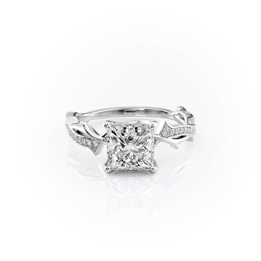 The Pave Coco Set With Princess Pave Lab Diamond 1 Carat 14K White#material_white